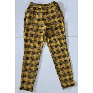 Hot Topic Yellow Plaid Pants Women's Size S Academia Punk Goth, Detachable Chain